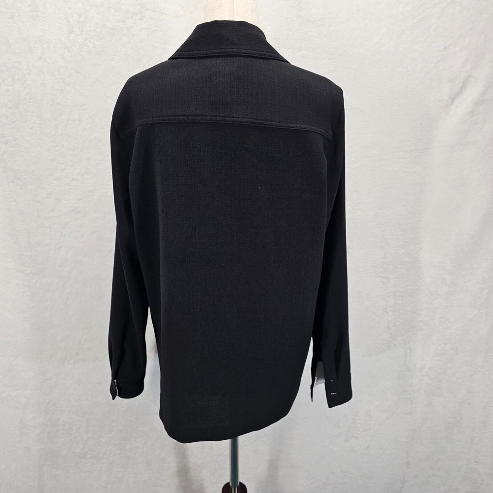 Drapers & Damons Black‎ Button Down Blouse Long Sleeve Collared Womens Medium - Picture 3 of 9